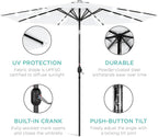 Best Choice Products 10ft Solar Polyester LED Lighted Patio Umbrella w/Tilt Adjustment and UV-Resistant Fabric