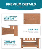 Ciokea Outdoor Patio Dining Chair Set of 2, HDPE Porch Chairs for Dining Table, All-Weather Durable Outdoor Furniture for Backyard, Poolside, Lawn & Garden, Teak