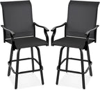 Best Choice Products Set of 2 Swivel Barstools, Bar Height Outdoor Chairs, 360 Rotating Patio Bar Stools w/All-Weather Mesh, 300lb Capacity - Black