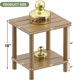 Outdoor Side Table, 2-Tier Small Outdoor Table for Patio, Adirondack Side Tables for Outside or Indoor, Bamboo End Table for Pool, Porch, Weather Resistant Easy Maintenance,Brown