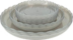 12Pcs Clear Plant Saucer, 6 8 10 Inch Durable Plastic Plant Tray, Round Plant Pot Saucers, Drip Tray for Indoor and Outdoor Garden, Grey