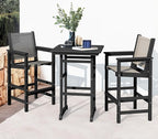 SERWALL Textilene Adirondack Bar Chairs Set of 2, Tall Adirondack Bar Height Chairs, Sling Balcony Adirondack Chairs, Weather Resistance Resin Outdoor Bar Height Stools, Black