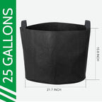 JERIA 12-Pack 25 Gallon Grow Bags, 300G Thickened Nonwoven Garden Pots,Heavy Duty Fabric Pots with Reinforced Handles