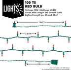 Indoor String Lights, 42.8 FT Red Incandescent Set with 200 T5 Bulbs