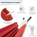 Vivere Double Sunbrella Hammock with Space-Saving Steel Stand, Heavy-Duty Portable Outdoor Hammock Set for Backyard, Patio, or Travel, Crimson