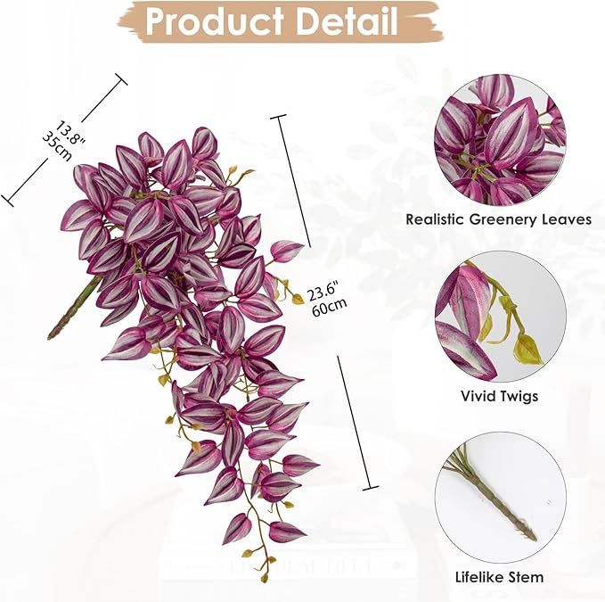 Artificial Hanging Plants Wandering Jew, 26-Inch 2-Pack