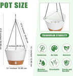 Amyhill 6 Pcs 8 Inch Hanging Planter for Indoor Plants Self Watering Hanging Pot Baskets with Drainage Hole Visible Water Level Tray with Hooks for Garden Outdoor(White)