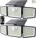 2500LM Solar Lights Outdoor with Motion Sensor,3 Head 270° Wide Angle Street Area Lights,IP65 Waterproof Security Lighting with 3 Modes(Remote,2 Pcs)