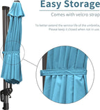 PURPLE LEAF 9' X 11.5' Patio Umbrella Outdoor Cantilever Rectangle Umbrella Aluminum Offset Umbrella with 360-degree Rotation for Garden Deck Pool Patio, Turquoise Blue