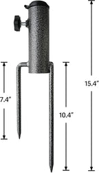 AMMSUN Patio Umbrella Steel Anchor Beach Umbrella Heavy Duty Metal Ground Grass Auger Holder Stands Base with Two Forks Ideal for Use in Soil For Flag, Fishing Rod, Outdoor, Park, Lawn