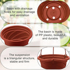 Tioncy 50 Pcs Plastic Hanging Planter Round Hanging Pot for Plants Containers with Hook Flower Plant Pots Holders for Outdoor Indoor Plant Balcony Garden Decor(Coffee)