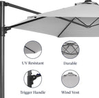 Best Choice Products 10ft Offset Cantilever Hanging Market Patio Umbrella, Smooth 360° Rotation, 8 Sturdy Ribs, Easy Adjustment - Fog Gray
