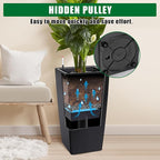 30 Inch Tall Self Watering Planters Set of 2, Outdoor Plant Pots with Automatic Watering System, Water Level Monitor, Drainage, Wheels & Inner Bucket, for Front Porch & Indoor Plants Black