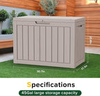 EasyUp 45 Gallon Outdoor Storage Box Waterproof, UV Resistant Deck Box Outdoor, Lockable Resin Deck Boxes for Garden Tools Equipment and Cushions, Gray