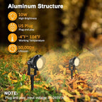 Romwish 120V LED Landscape Spotlights, 10W Outdoor Spotlights for Yard, 3000K Warm White, 120V AC Spot Light with Ground Spike, Waterproof Landscape Lighting for House Garden Lawn Decorative - 2 Pack