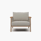 Acanva Modern All-Weather Aluminum Outdoor Patio Sofa with Thick Cushions, Olefin Fabric Sunroom Backyard Furniture, Light Khaki, Armchair