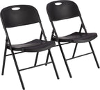 Amazon Basics Portable Folding Plastic Chair, Events Seating, Easy to Store, 350-Pound Capacity, Black, 2-Pack