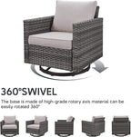 Belord Patio Sectional Furniture Set with Coffee Table: 8 Pieces Wicker Patio Conversation Set with L Shaped Sofa, Outdoor Swivel Glider Rocker, Rattan Ottomans, Removable
