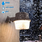 TORCHSTAR LED Barn Light, Dusk to Dawn Area Lights with Photocell, Outdoor Security Flood Lighting, ETL & FCC Listed, IP65 Waterproof, Aluminum, 110-277V, Garage, Yard, 3000K Warm White, Bronze