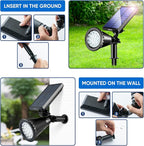 KEV Solar Spot Lights Outdoor,18 LEDs Solar Flood Lights with 8 Modes &Colored Adjustable &IPX65 Waterproof,Christmas Solar Spotlight for Driveway/Backyard/Landscape/Tree/Garage(Multicolor,4 Pack)