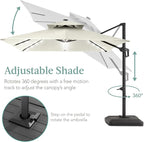 Best Choice Products 10x10ft Cantilever Patio Umbrella w/Base Included, Solar LED Lights 360 Rotation Large Offset Hanging Outdoor Shade for Deck Pool Backyard w/Stand – Ivory