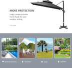 Outsunny 10ft Offset Patio Umbrella, Hanging Cantilever Umbrella, Square Shape, Aluminum Cross Base, Tilt, 360-Degree Rotation