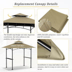 Grill Gazebo Replacement Canopy Top - AONEAR 5'x8' Outdoor BBQ Tent Roof Cover Double Tiered Outdoor Grill Shelter Fit for Model L-GG001PST-F (Khaki)