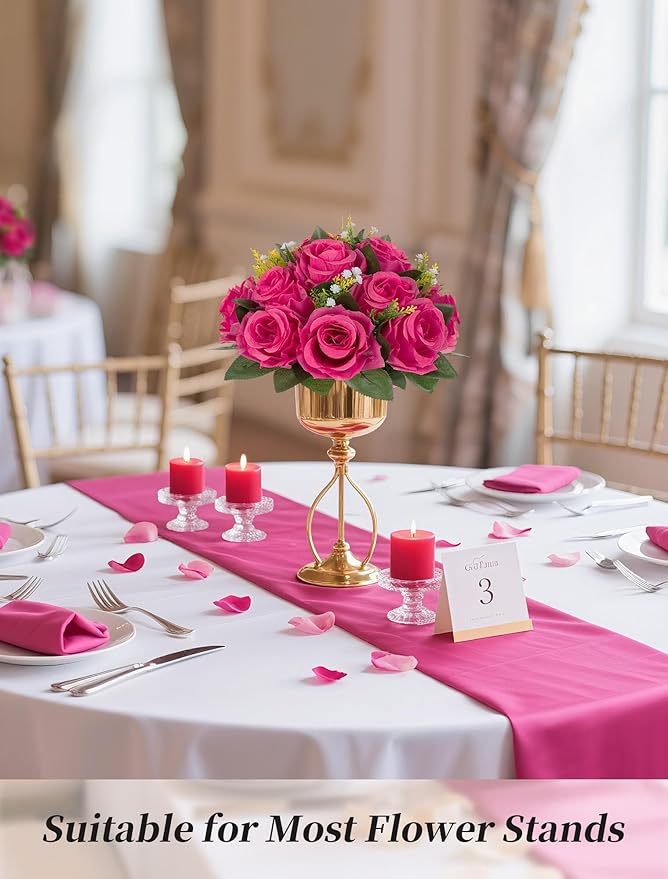 Artificial Silk Rose Flower Balls, 10 Pcs Hot Pink Centerpieces
