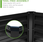 2PCS 12x2x1FT Galvanized Raised Garden Bed Kit,Vegetable Boxes-Rectangle Metal Flower Box,Large Planter Raised Beds Outdoor Garden for Planting,Fruit,Herb-Black