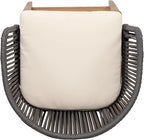 Christopher Knight Home Zax Set of 2 Patio Barstool, Acacia Wood & Rope Outdoor Counter Stool with Backrest/Footrest, Barstool Chairs with Cushion Seating for Backyard Balcony Garden, Beige+Gray+Teak
