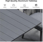 PURPLE LEAF 7 Pieces Longer Outdoor Dining Set with Patio Aluminium Dining Table and Wicker Chairs Modern Furniture Cushions Sets for Backyard Indoor Decor Kitchen Gray