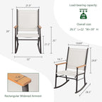 Shintenchi 2 Pcs Outdoor Rocking Chairs Set,Upgraded High Back Patio Rocking Chairs Set,Breathable Textilene Fabric Rocking Chair for Porch,Patio,Garden,Balcony,Creamy White