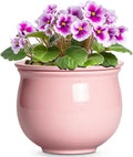 African Violet Pots, 6 Inch Ceramic Easy Self Watering Pots with Absorbent Inner Pot, Round Ceramic Planter for Indoor Plants, Small Flower Pot, Home Decor, Gifts for Plant Lovers, Pink