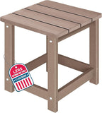 LZRS Adirondack Square Outdoor Side Table for Patio, Pool Composite Patio Table,HDPE End Tables for Backyard,Pool, Indoor Companion, Easy Maintenance & Weather Resistant(Weathered Wood)