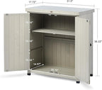 HABAU Outdoor Storage Cabinets Weatherproof for Patio, Garden Work Bench with Shelves & Metal Tabletop, Wooden Potting Table Workstation