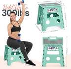 Delxo Folding Step Stool 13 Inch Non-Slip Foldable Stools for Kids & Adults Up to 300 LBS Kitchen Collapsible Fold Up Stepping Stool with Dotted 1 Pack Green
