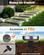 btfarm 2 Pack Solar Lights Outdoor, 8 LED Solar Ground Lights IP65 Waterproof Flat Solar Disc Light, Pathway Lights for Garden Lawn Patio Yard Path Landscape, Cool White