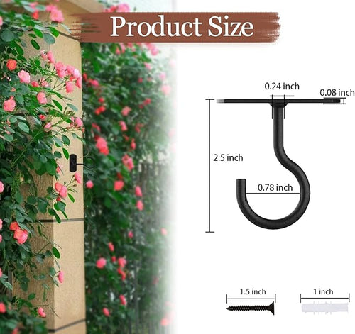 4Pack 2.5in Ceiling Hooks for Hanging Plants Black