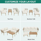DWVO 6 Pieces Patio Furniture Set, L Couch Outdoor with Coffee Table&Washable Cushions, Outdoor Patio Sectional Wicker Rattan Conversation Sectional Set for Garden Yard Pool Beige