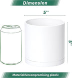 Planters 4 Pack 5 Inch Matte White Modern Plastic Pots with Saucers