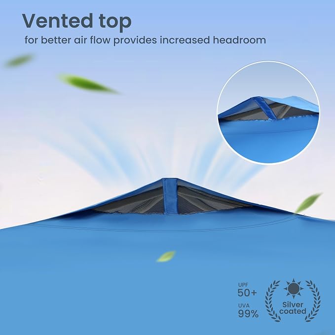 Canopy Tent 10x10 Pop Up with Vented Top, Blue, 100 Sq Ft Shade