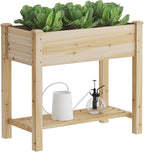 FILWH Raised Garden Bed with Legs Elevated Wooden Planter Box Stand Large Planter Stand Box for Fruits Vegetables Flowers with Divider with Bag - 34x18x30.5IN