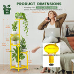 TOSKING 5 Tier Tall Plant Stand Indoor Outdoor, Heavy Duty Corner Shelf for Plants & Decor, Space Saving 3.9FT Metal Flower Pot Stand for Balcony, Garden, Living Room, Patio( Yellow, 5Tier SQ Base)