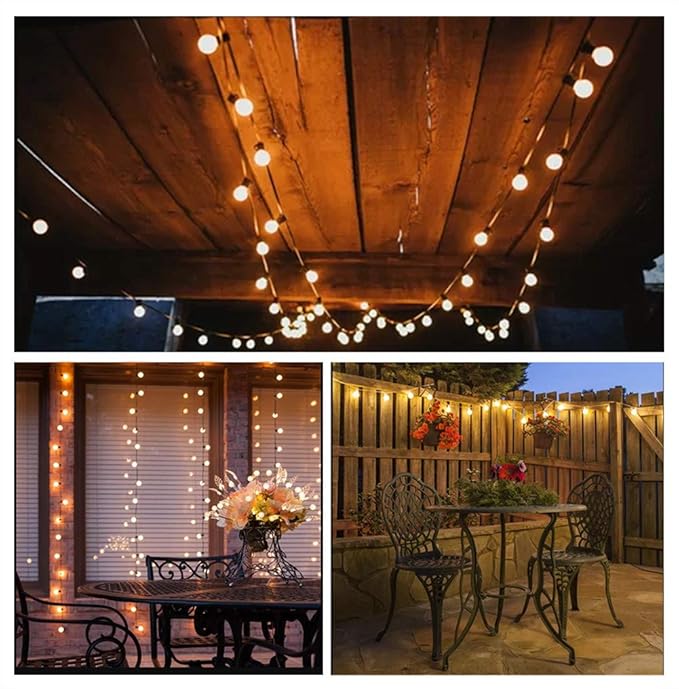 String Lights 25 Ft Frosted Globe G40 Bulbs, Warm White, Waterproof