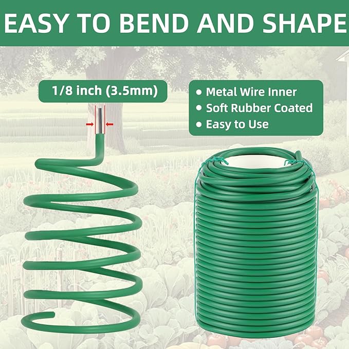 Garden Wire, 66FT Soft Plants Ties, 3.5mm Flexible Garden Ties for Climbing Plants, Vines Plant, Tomatoes, Flowers, Roses Plant Support