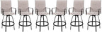 Vongrasig 6 Piece Patio Swivel Bar Chairs, All Weather Metal Textile High Swivel Bar Stools Chairs, Outdoor High Top Bistro Set for Backyard, Lawn Garden, Balcony, Taupe