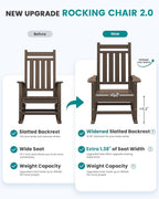 SEWALL HDPE Rocking Chair, Oversized Outdoor Rocking Chair for Adults, Patio Rocker for Porch, Coffee