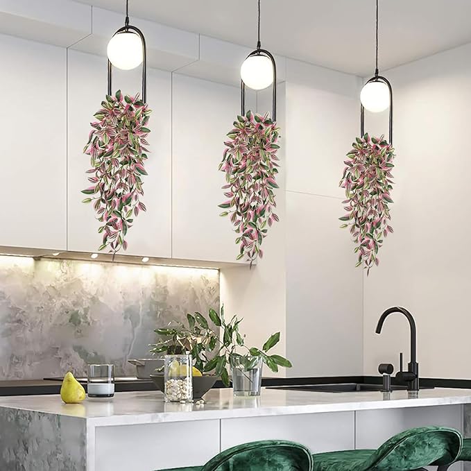 Artificial Hanging Plants Wandering Jew 22 Inch 5 Pack PVC