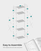 SONGMICS 5-Tier Metal Storage Rack, Shelving Unit with X Side Frames, Dense Mesh, 12.6 x 15.7 x 57.3 Inches, for Entryway, Kitchen, Living Room, Bathroom, Industrial Style, Ink Black UBSC145B01