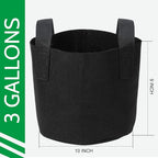 JERIA 12-Pack 3 Gallon Grow Bags, 300G Thickened Nonwoven Garden Pots,Heavy Duty Fabric Pots with Reinforced Handles
